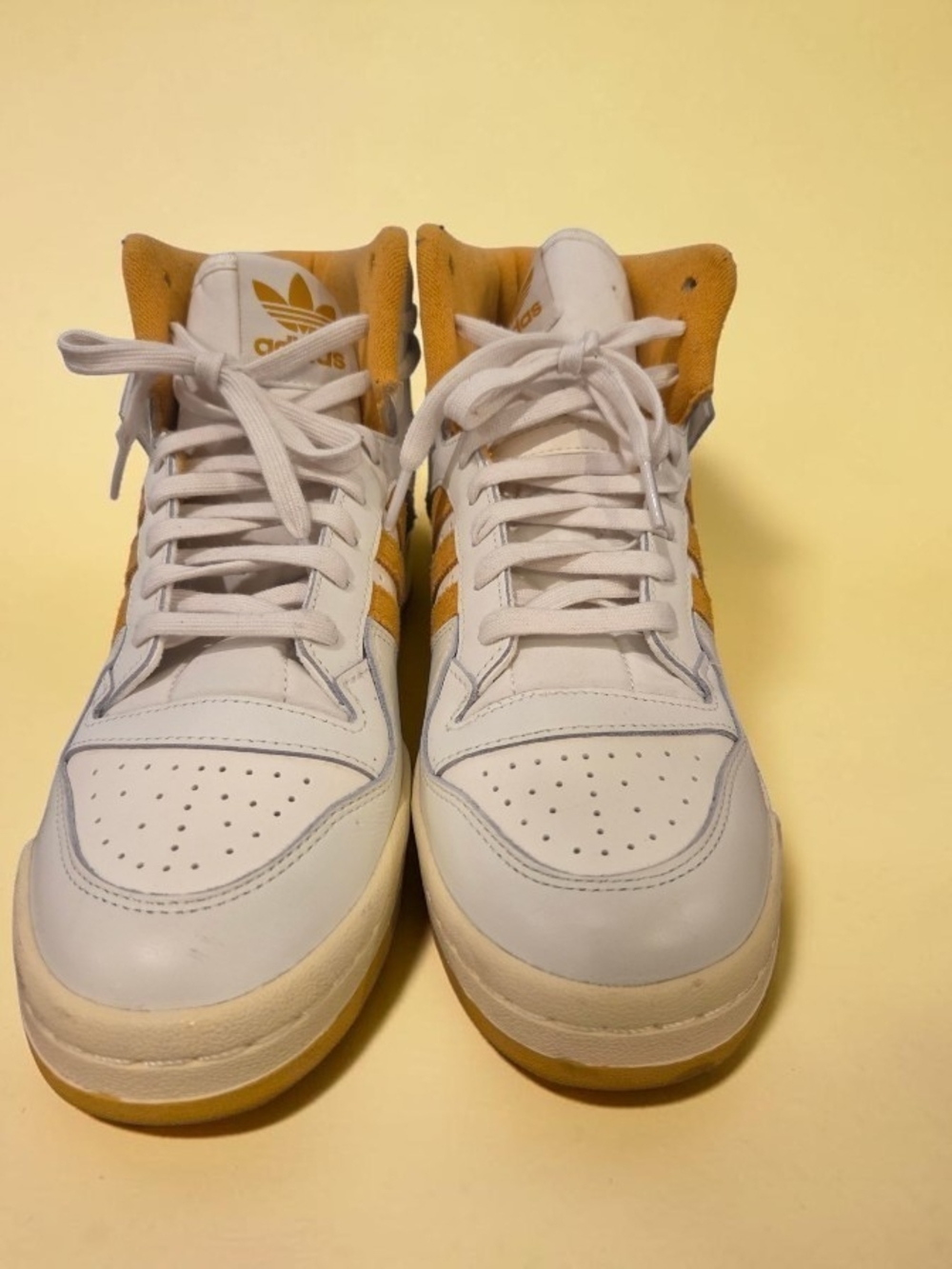 adidas Men’s White and Mustard High-Top Sneakers